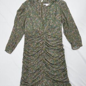 Veronica Beard Shala Paisley Ruched Silk Mini Dress Size 10